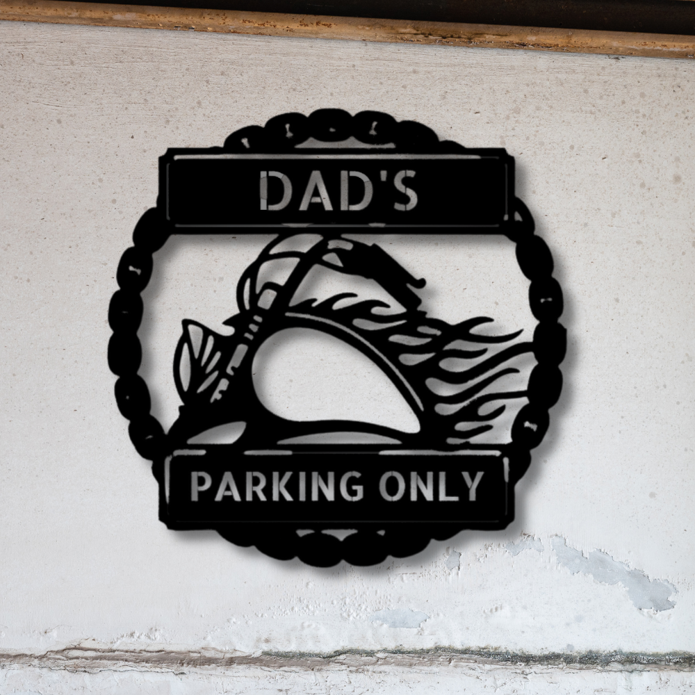 Custom Motorcycle Parking Metal Sign, Personalized Motorcycle Parking Plaque with Name, Birthday Gift For Bike Loving Dad, Christmas Gift For Biker Him