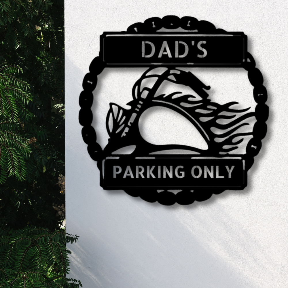 Custom Motorcycle Parking Metal Sign, Personalized Motorcycle Parking Plaque with Name, Birthday Gift For Bike Loving Dad, Christmas Gift For Biker Him