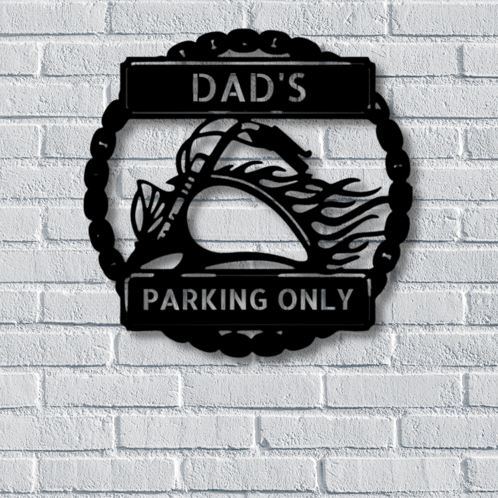 Custom Motorcycle Parking Metal Sign, Personalized Motorcycle Parking Plaque with Name, Birthday Gift For Bike Loving Dad, Christmas Gift For Biker Him