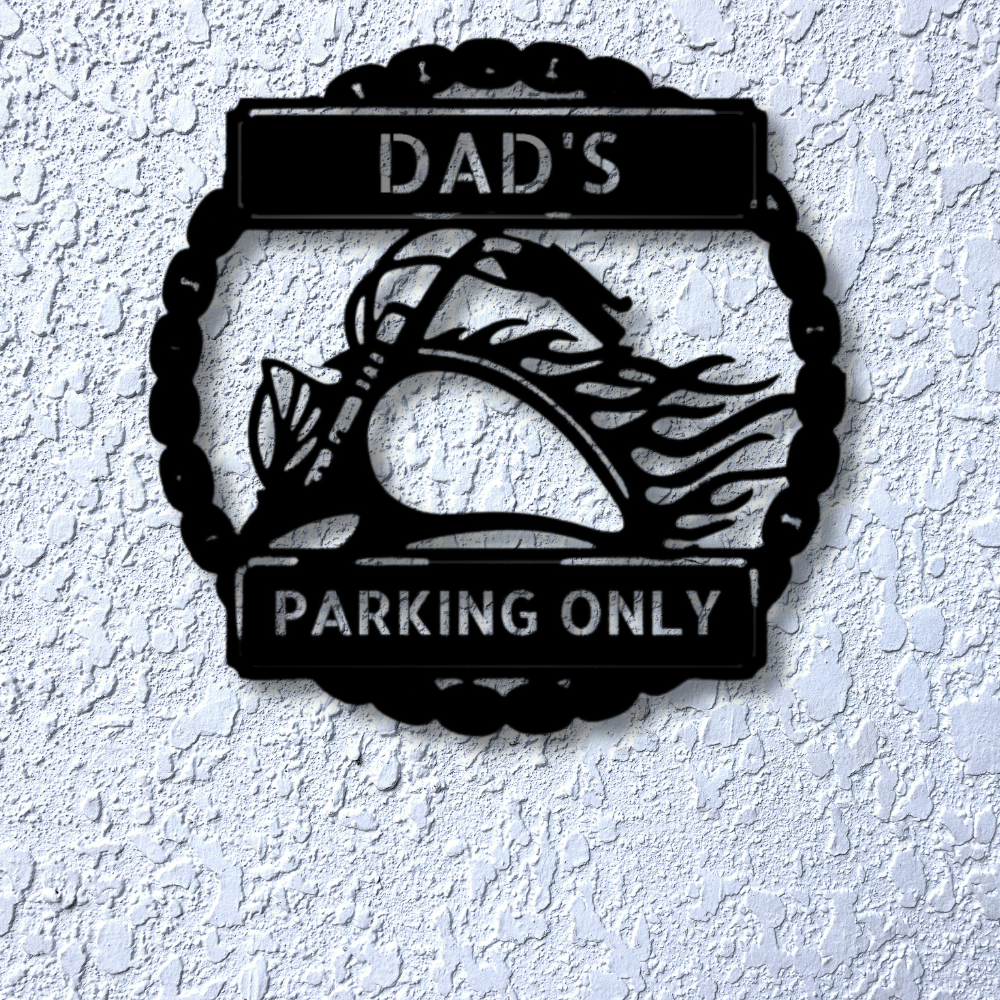 Custom Motorcycle Parking Metal Sign, Personalized Motorcycle Parking Plaque with Name, Birthday Gift For Bike Loving Dad, Christmas Gift For Biker Him