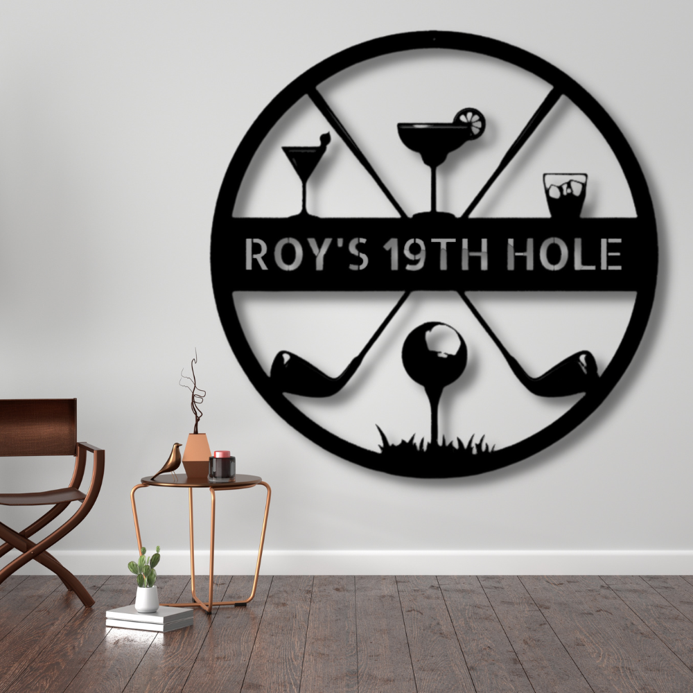 Personalized 19th Hole Golf Metal Sign, Custom Metal Golf  Gift For Golfer Dad, 19th hole Sign, Golf Wall Art Decor, Birthday Gift for Him, Sports Lover  Wall Decoration