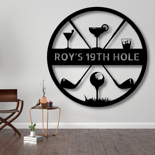 Personalized 19th Hole Golf Metal Sign, Custom Metal Golf  Gift For Golfer Dad, 19th hole Sign, Golf Wall Art Decor, Birthday Gift for Him, Sports Lover  Wall Decoration
