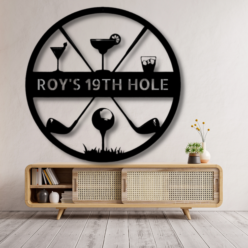 Personalized 19th Hole Golf Metal Sign, Custom Metal Golf  Gift For Golfer Dad, 19th hole Sign, Golf Wall Art Decor, Birthday Gift for Him, Sports Lover  Wall Decoration