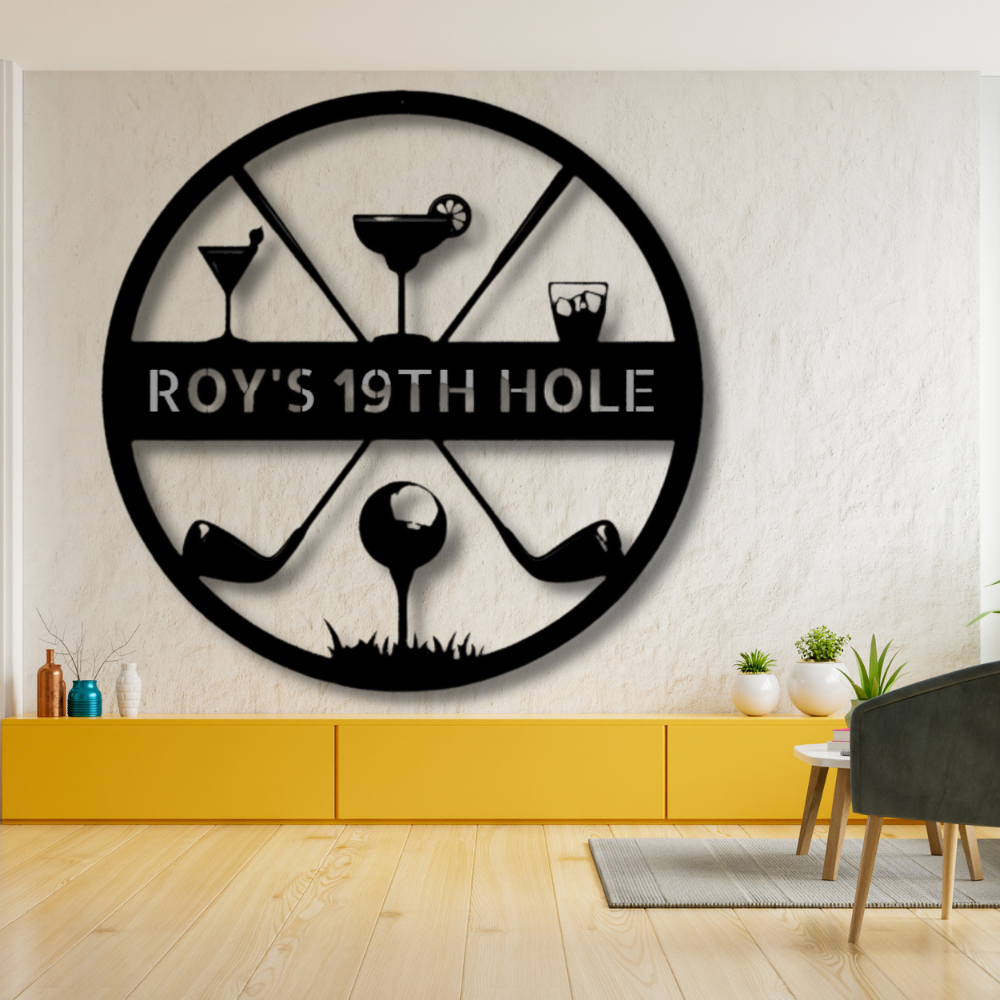 Personalized 19th Hole Golf Metal Sign, Custom Metal Golf  Gift For Golfer Dad, 19th hole Sign, Golf Wall Art Decor, Birthday Gift for Him, Sports Lover  Wall Decoration