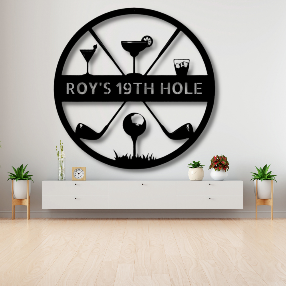 Personalized 19th Hole Golf Metal Sign, Custom Metal Golf  Gift For Golfer Dad, 19th hole Sign, Golf Wall Art Decor, Birthday Gift for Him, Sports Lover  Wall Decoration