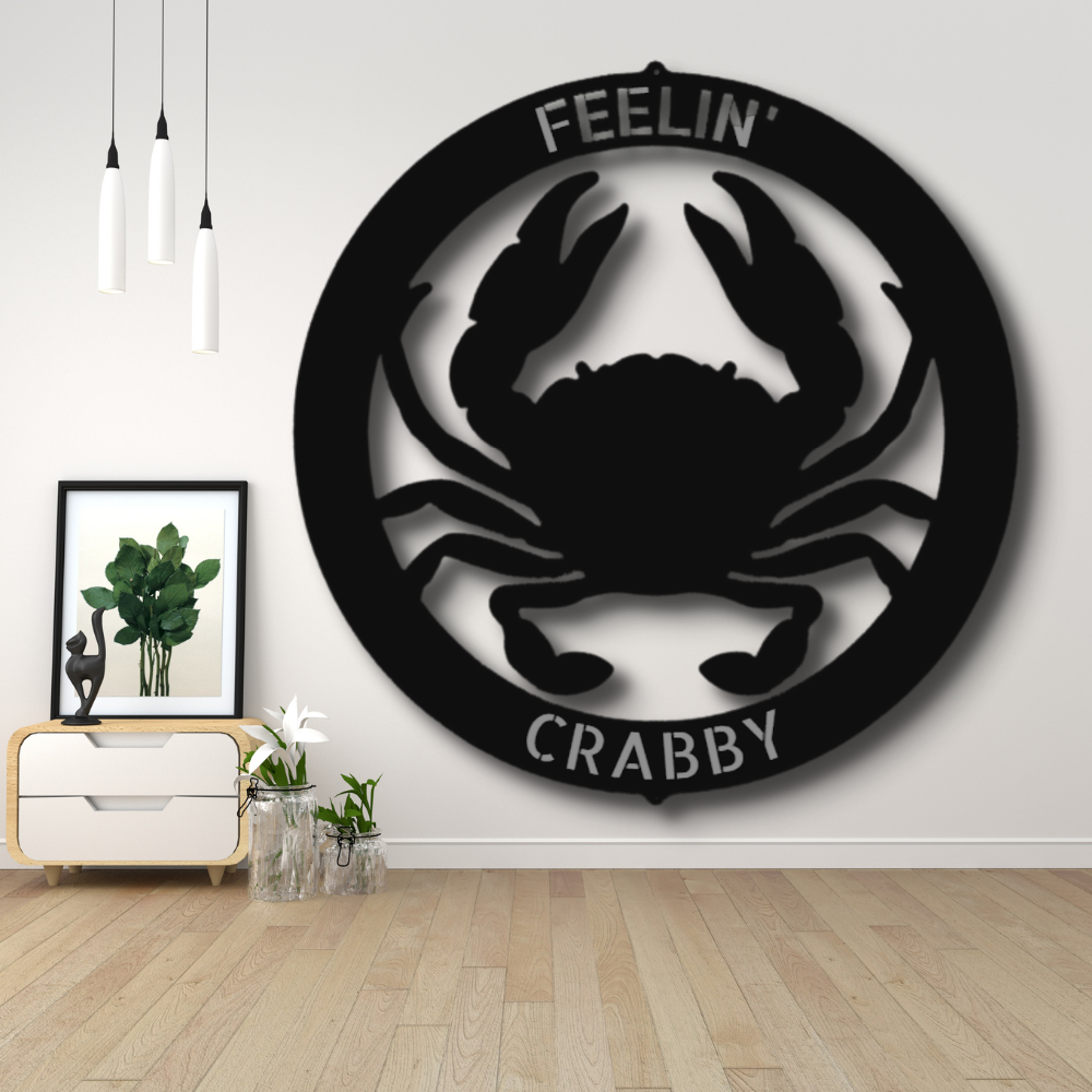 Personalized Crab Ring Metal Sign, Custom  Crab Ring Metal Art Wall Decor, Living Room decoration. Housewarming Gift For Him, Cabin Wall Hanging, Fireplace Decor,