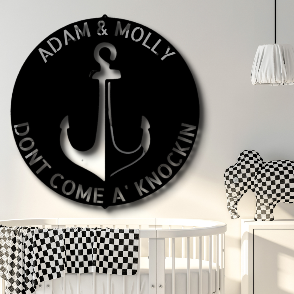 Personalized Anchor Metal Sign, Custom Anchor Door Hanging, Front Door Decor, Housewarming Gift For Him, Kids Room Door Hanging, Birthday Gift For Him