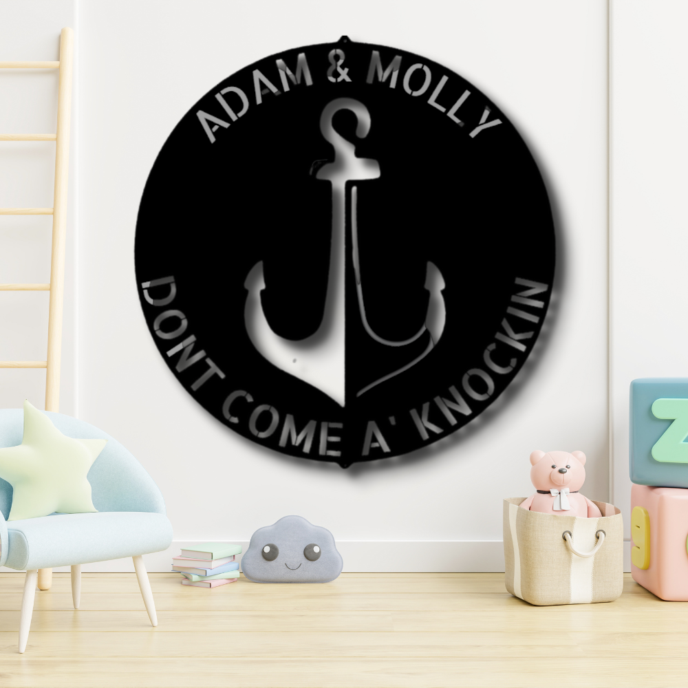 Personalized Anchor Metal Sign, Custom Anchor Door Hanging, Front Door Decor, Housewarming Gift For Him, Kids Room Door Hanging, Birthday Gift For Him