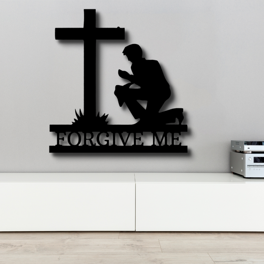 Personalized Kneeling Man Metal  Sign, Custom Kneeling Man Wall Art Decor, Indoor Outdoor Hangings, Living Room Art Decor, Baptism Gift For Him, Religious Gift.