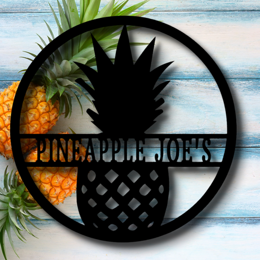 Personalized Pineapple Metal Sign, Custom Pineapple Welcome Sign Art, Front Porch Hanging Gift For Him, Birthday Gift For Pineapple Farmer Dad