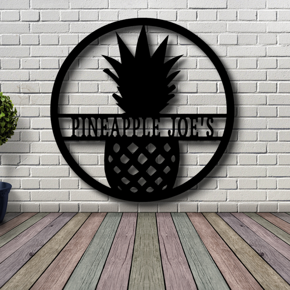 Personalized Pineapple Metal Sign, Custom Pineapple Welcome Sign Art, Front Porch Hanging Gift For Him, Birthday Gift For Pineapple Farmer Dad
