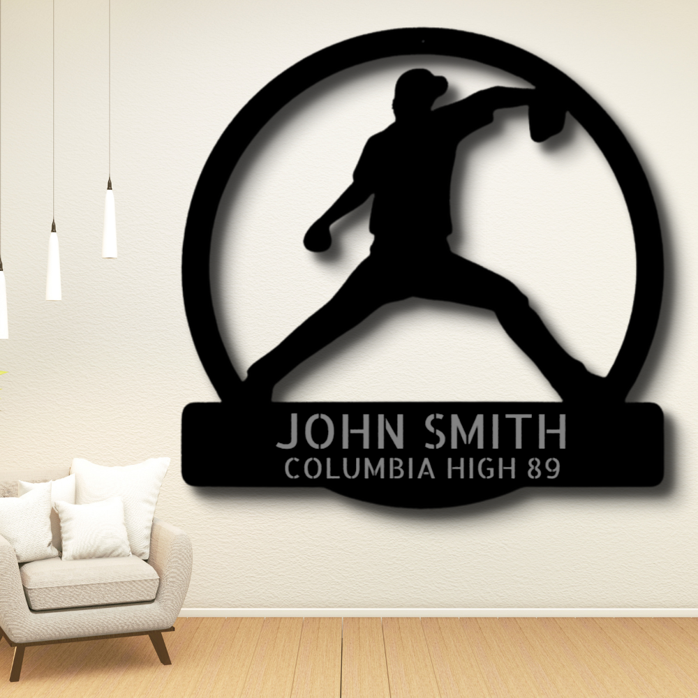 Personalized Pitch Perfect Metal Sign, Custom Baseball Metal Sign Gift For Him, Sports Lover Metal Plaque, Indoor  Outdoor Wall Hanging, Living Room Art Decor, Birthday Gift For Baseball Lover