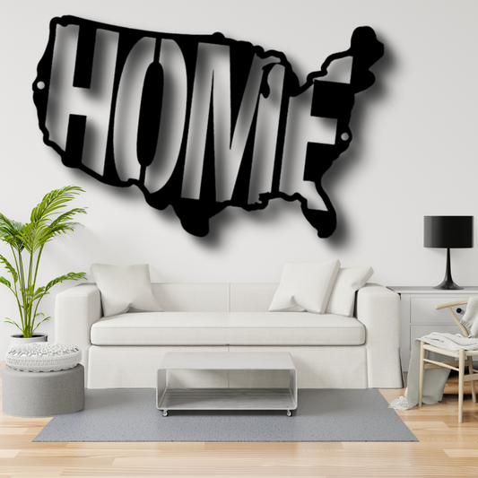 USA Map Home Metal Sign, USA Map Living Room Decoration, Metal Artwork Wall Hanging, Housewarming Metal Wall  Hangings, Fathers  Day Gift For Him, Birthday Gift For Him.