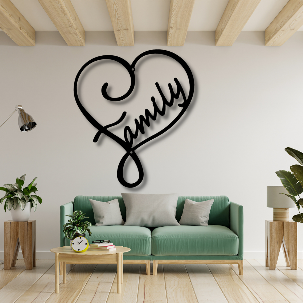 Family Love Metal Sign, Family Love  Metal Art Sign, Welcoming Sign Art, Living Room Wall Hanging, Indoor Outdoor Wall Hanging,