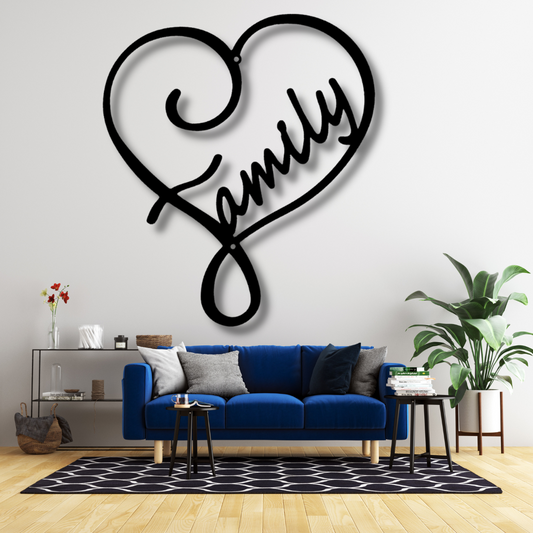 Family Love Metal Sign, Family Love  Metal Art Sign, Welcoming Sign Art, Living Room Wall Hanging, Indoor Outdoor Wall Hanging,