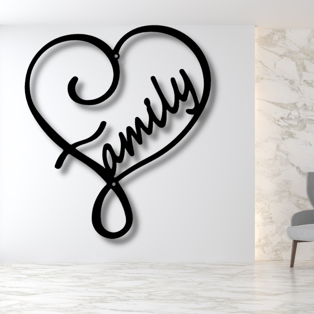 Family Love Metal Sign, Family Love  Metal Art Sign, Welcoming Sign Art, Living Room Wall Hanging, Indoor Outdoor Wall Hanging,