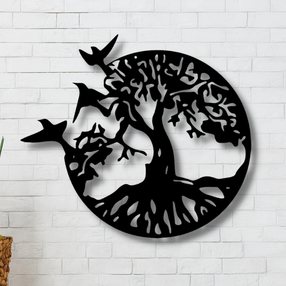 Take Flight Tree Metal Sign, Tree of Life Wall Decor, Indoor Outdoor Hangings, Metal Art Christmas Gift