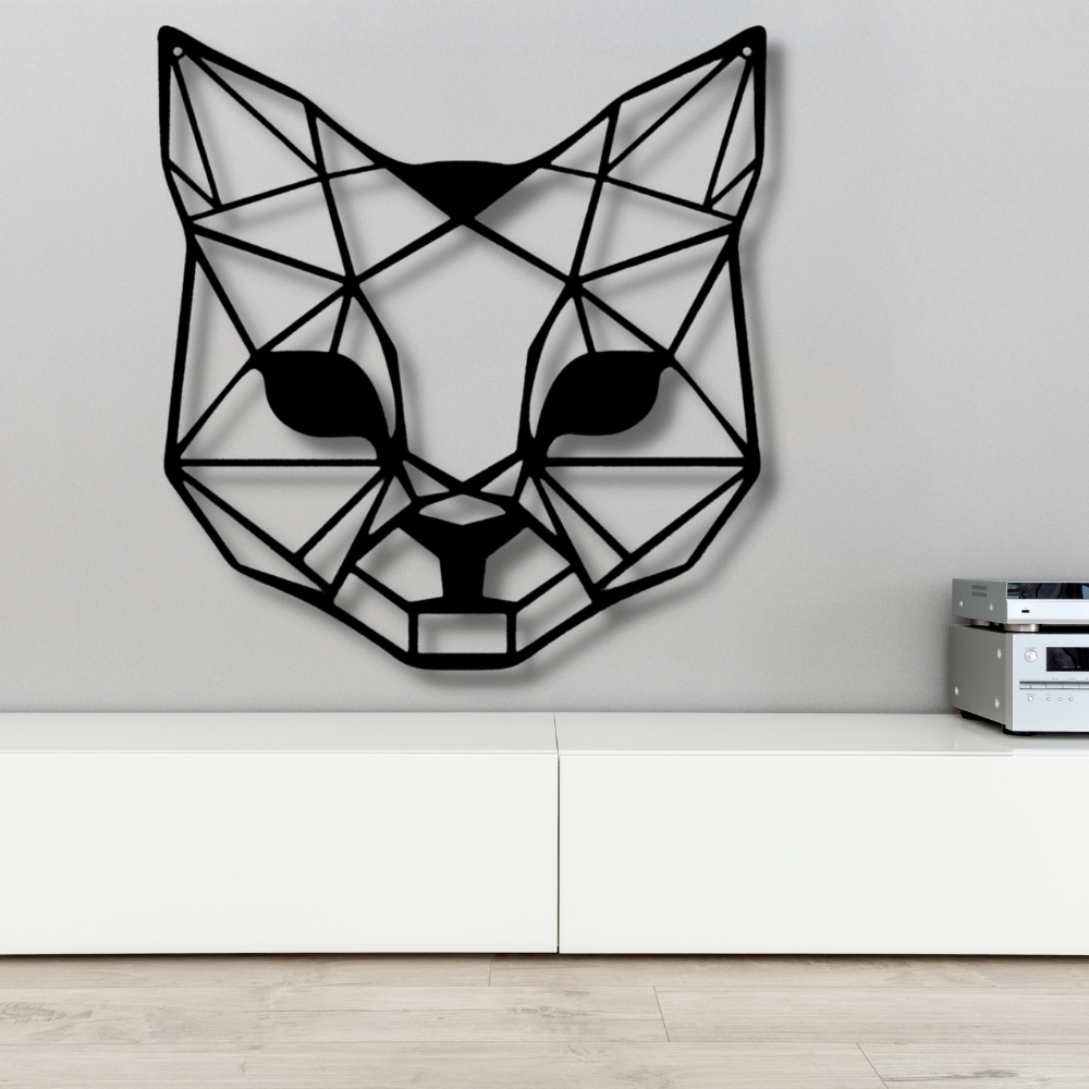 Geometric Cat Metal Art Monogram, Living Room Wall Decoration For Cat Lovers, Geometric Cat Indoor Wall Hangings, Housewarming Gift For Her, Birthday Gift For Her.