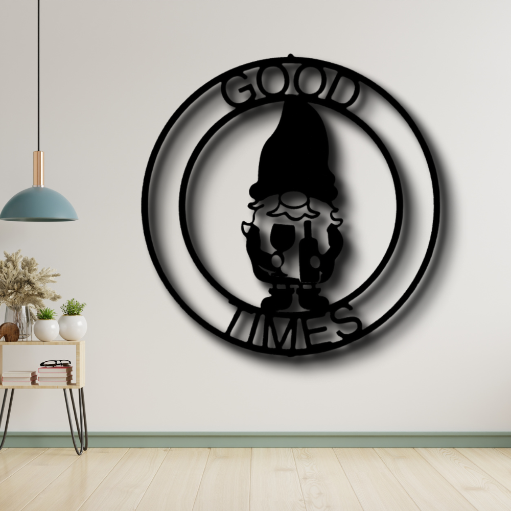 Custom Name Gnome Ring Monogram, Personalized Gnome Metal Art,  Christmas Wall Art, Indoor Wall Decor, Housewarming Gift.