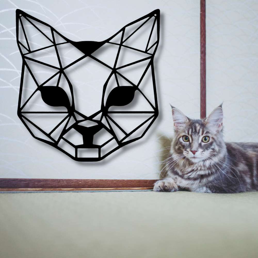 Geometric Cat Metal Art Monogram, Living Room Wall Decoration For Cat Lovers, Geometric Cat Indoor Wall Hangings, Housewarming Gift For Her, Birthday Gift For Her.