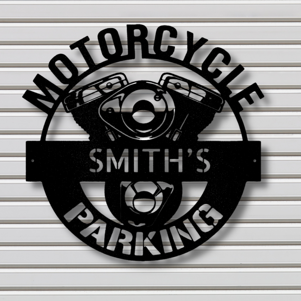 Custom Motorcycle Parking Metal Sign, Custom Workshop Sign, Motorbike Sign, Parking Yard Sign, Garage Door Hangings