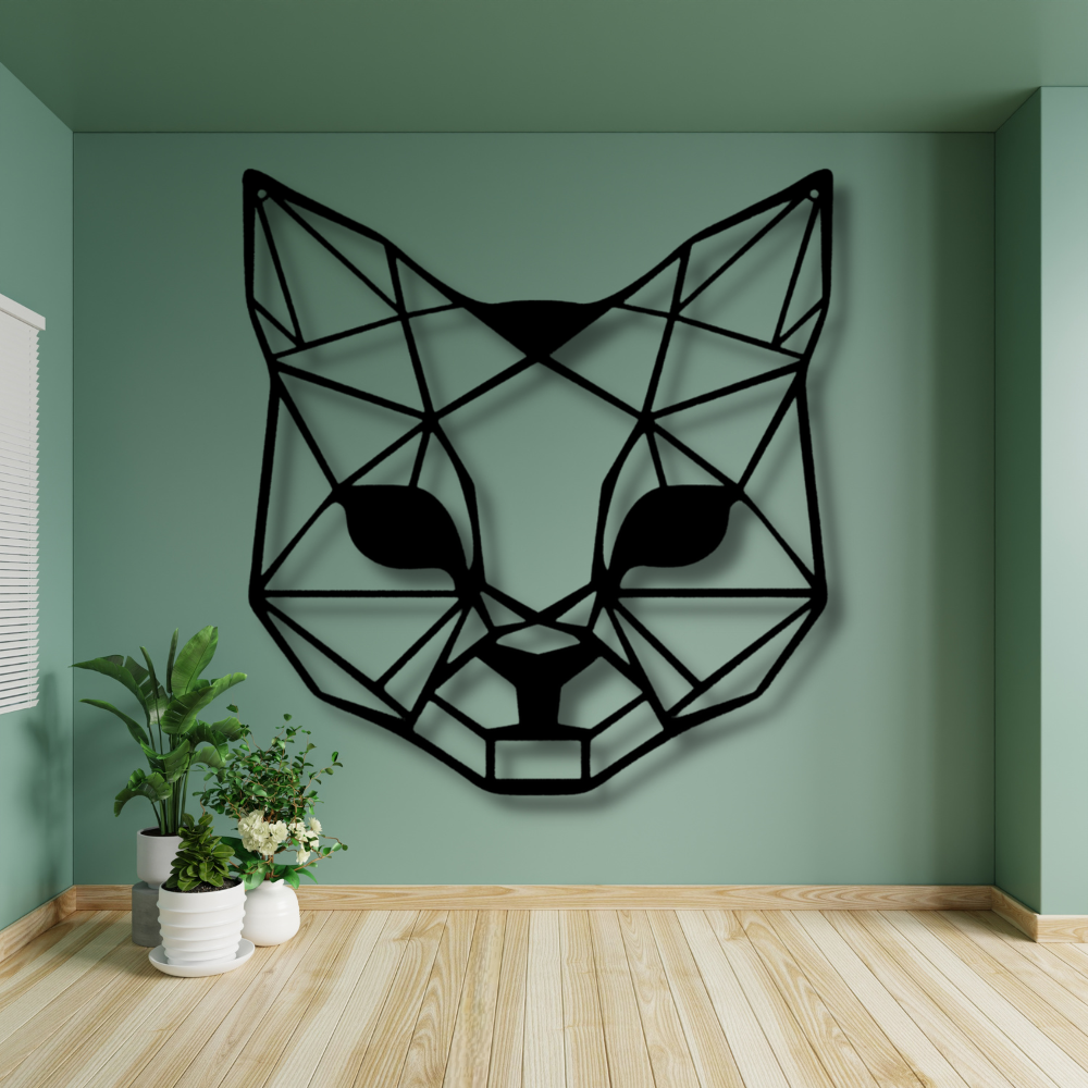 Geometric Cat Metal Art Monogram, Living Room Wall Decoration For Cat Lovers, Geometric Cat Indoor Wall Hangings, Housewarming Gift For Her, Birthday Gift For Her.