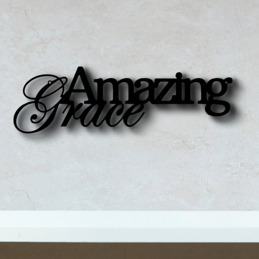 Amazing Grace Metal Art Sign, Amazing Grace Script Art Decor, Christian Wall Decor, Living Room Hangings, Religious Gifts.