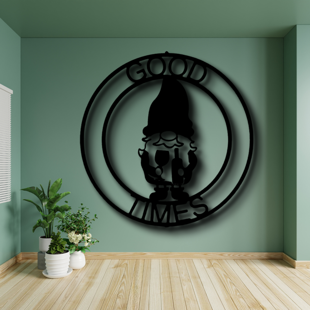 Custom Name Gnome Ring Monogram, Personalized Gnome Metal Art,  Christmas Wall Art, Indoor Wall Decor, Housewarming Gift.