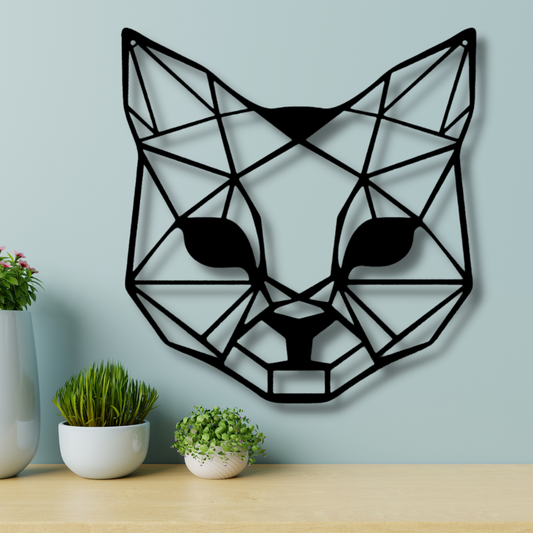 Geometric Cat Metal Art Monogram, Living Room Wall Decoration For Cat Lovers, Geometric Cat Indoor Wall Hangings, Housewarming Gift For Her, Birthday Gift For Her.