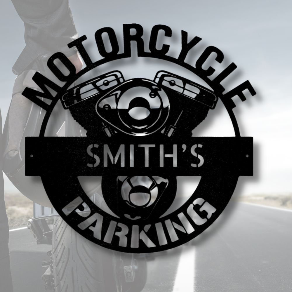 Custom Motorcycle Parking Metal Sign, Custom Workshop Sign, Motorbike Sign, Parking Yard Sign, Garage Door Hangings