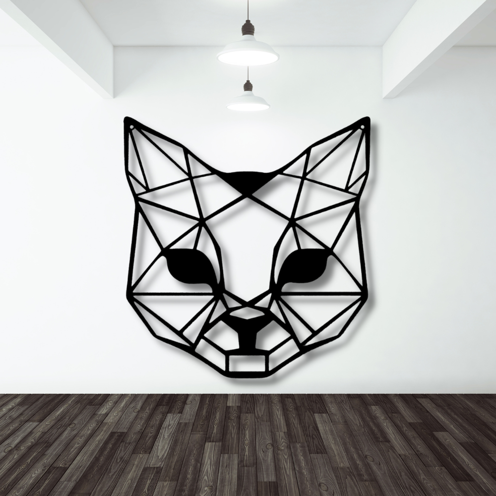 Geometric Cat Metal Art Monogram, Living Room Wall Decoration For Cat Lovers, Geometric Cat Indoor Wall Hangings, Housewarming Gift For Her, Birthday Gift For Her.