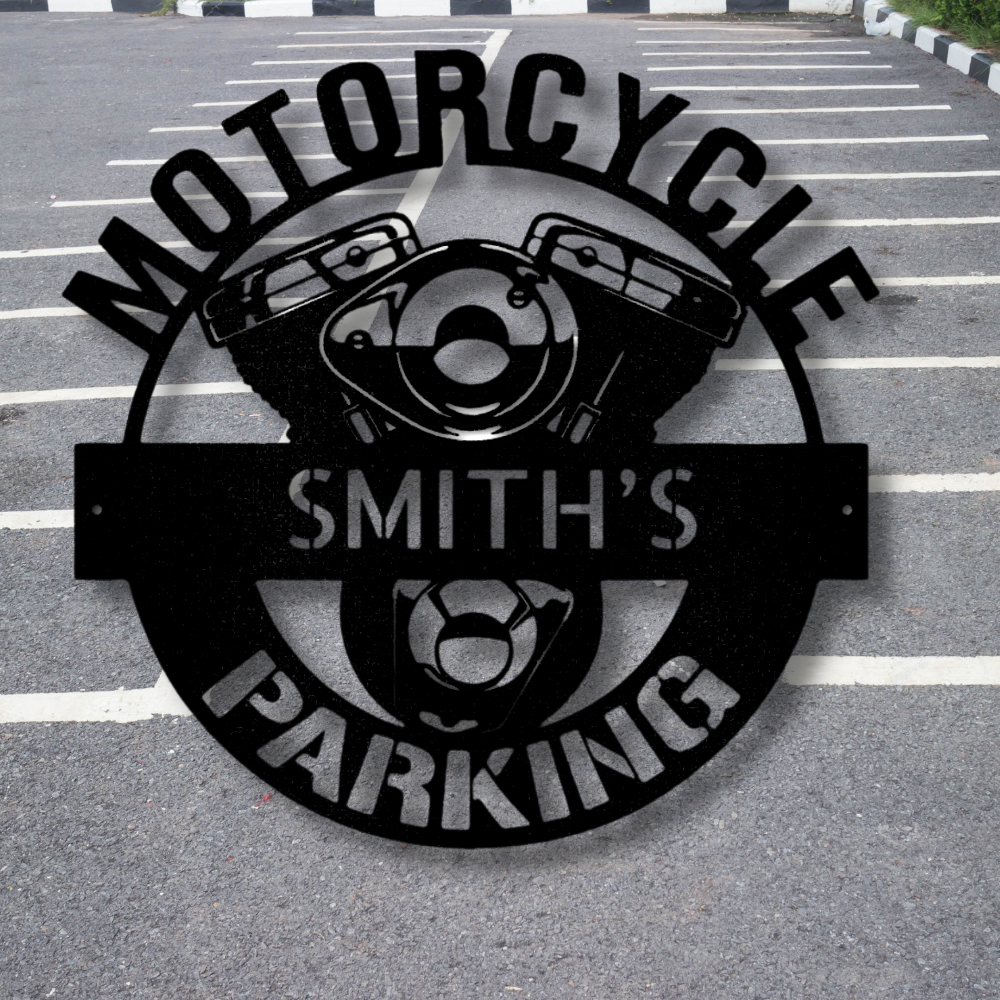 Custom Motorcycle Parking Metal Sign, Custom Workshop Sign, Motorbike Sign, Parking Yard Sign, Garage Door Hangings