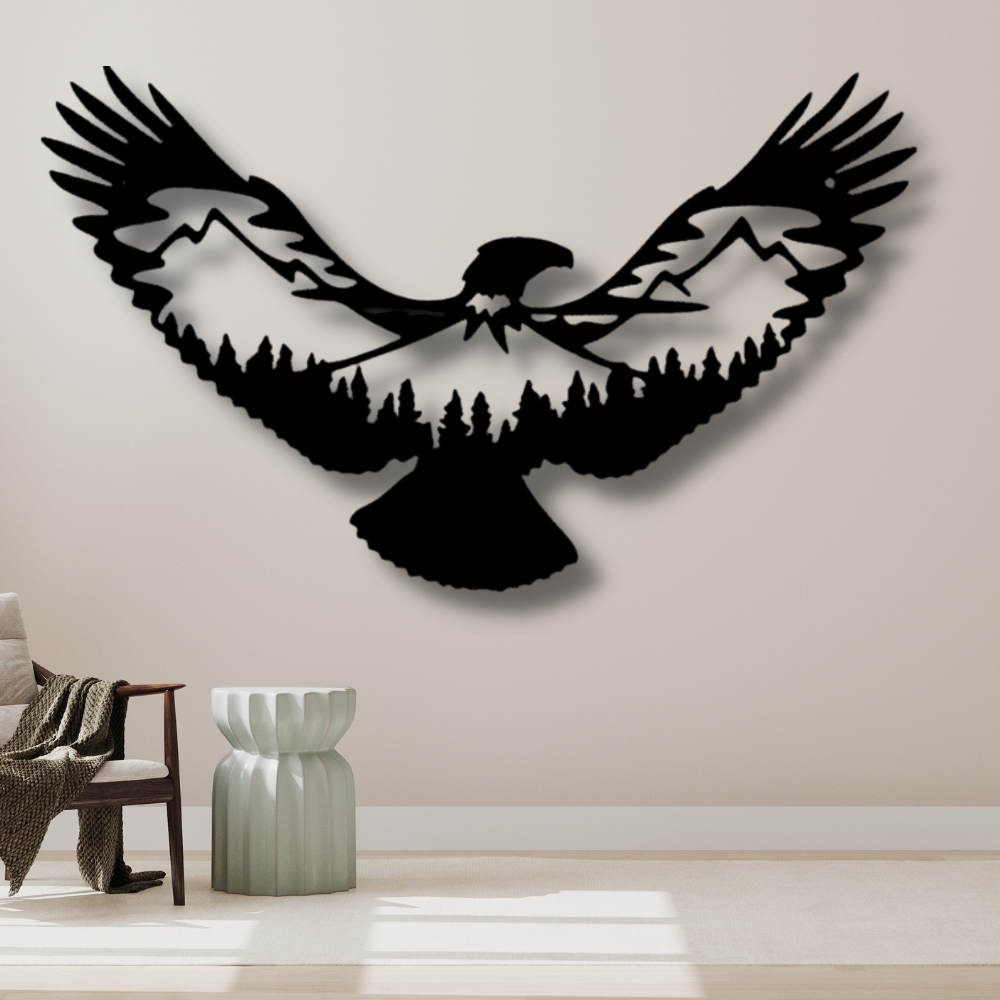 Eagle Scene Metal Sign. Flying Eagle LIving Room Decoration. Indoor Wall Art decor. Housewarming Gift For Her. New House Wall Art Decor