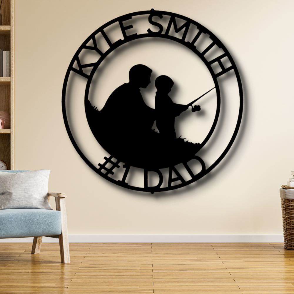 Father and Son Fishing Metal  Sign, Personalized Father and Son Fishing Wall Art Decor, Recreation Time Metal Art, Housewarming Gift For Him, Birthday Gift For Amazing Dad