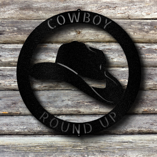 Custom Cowboy Hat Metal Sign, Personalized Stetson Metal plaque Gift For Rancher Dad, Farmhouse Wall Hangings, Outdoor Decor, Best Dad Gift