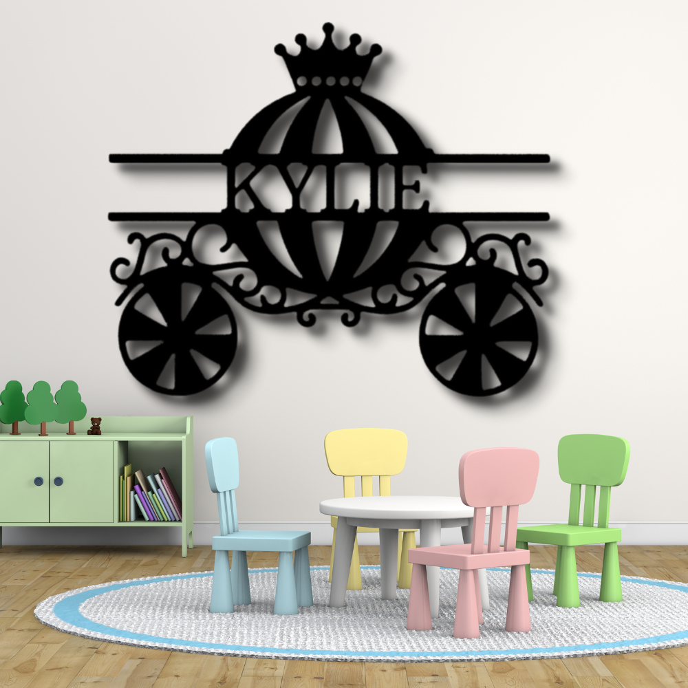 Personalized Carriage Metal Art Sign, Customized Carriage Name Sign Decoration,  Kids Room Wall Decor, Playroom Wall Hanging, Birthday Gift For My Adorable Princess,