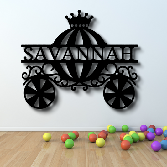 Personalized Carriage Metal Art Sign, Customized Carriage Name Sign Decoration,  Kids Room Wall Decor, Playroom Wall Hanging, Birthday Gift For My Adorable Princess,