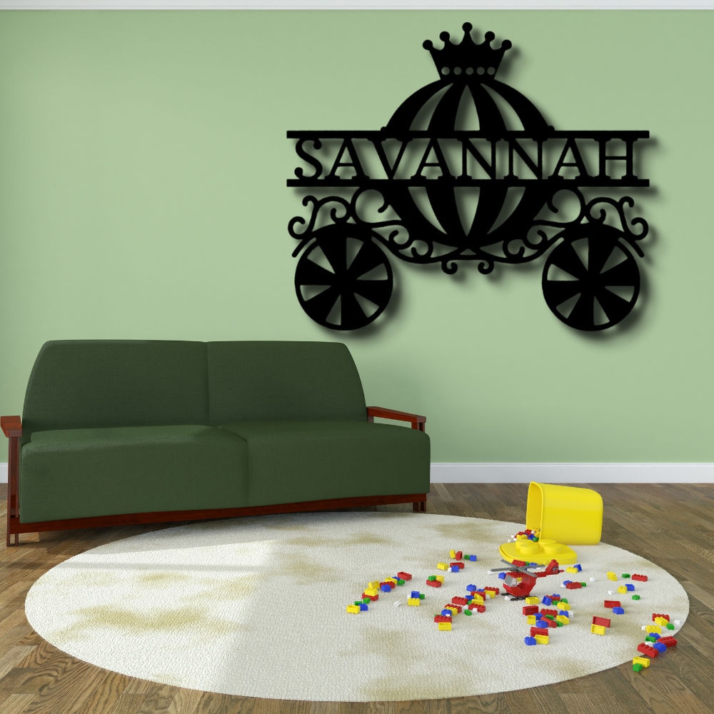 Personalized Carriage Metal Art Sign, Customized Carriage Name Sign Decoration,  Kids Room Wall Decor, Playroom Wall Hanging, Birthday Gift For My Adorable Princess,