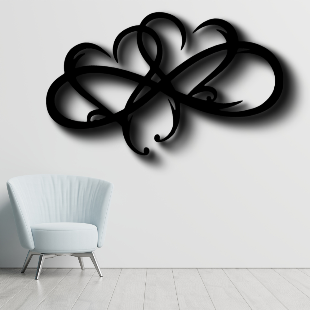 Bnesi Infinity Heart Metal Wall Art - Black Minimalist Love Sign For Living Room, Bedroom, Kitchen Decor