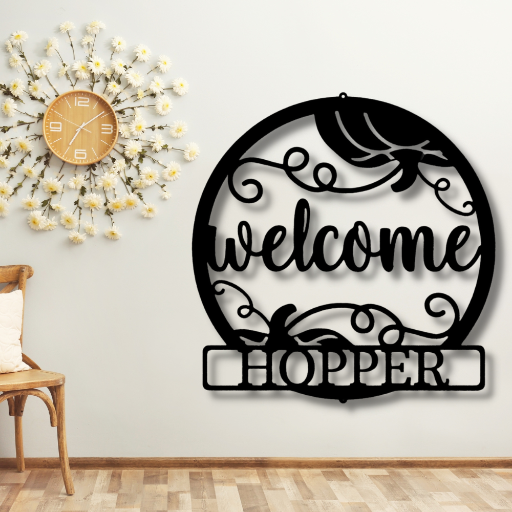 Custom Welcome Metal Sign, Personalized Welcome Art Sign Gift For Him, Indoor Outdoor Wall  Hanging Plaque, Indoor Wall Art Decor, Welcome Sign  Art For Serviceman  Husband