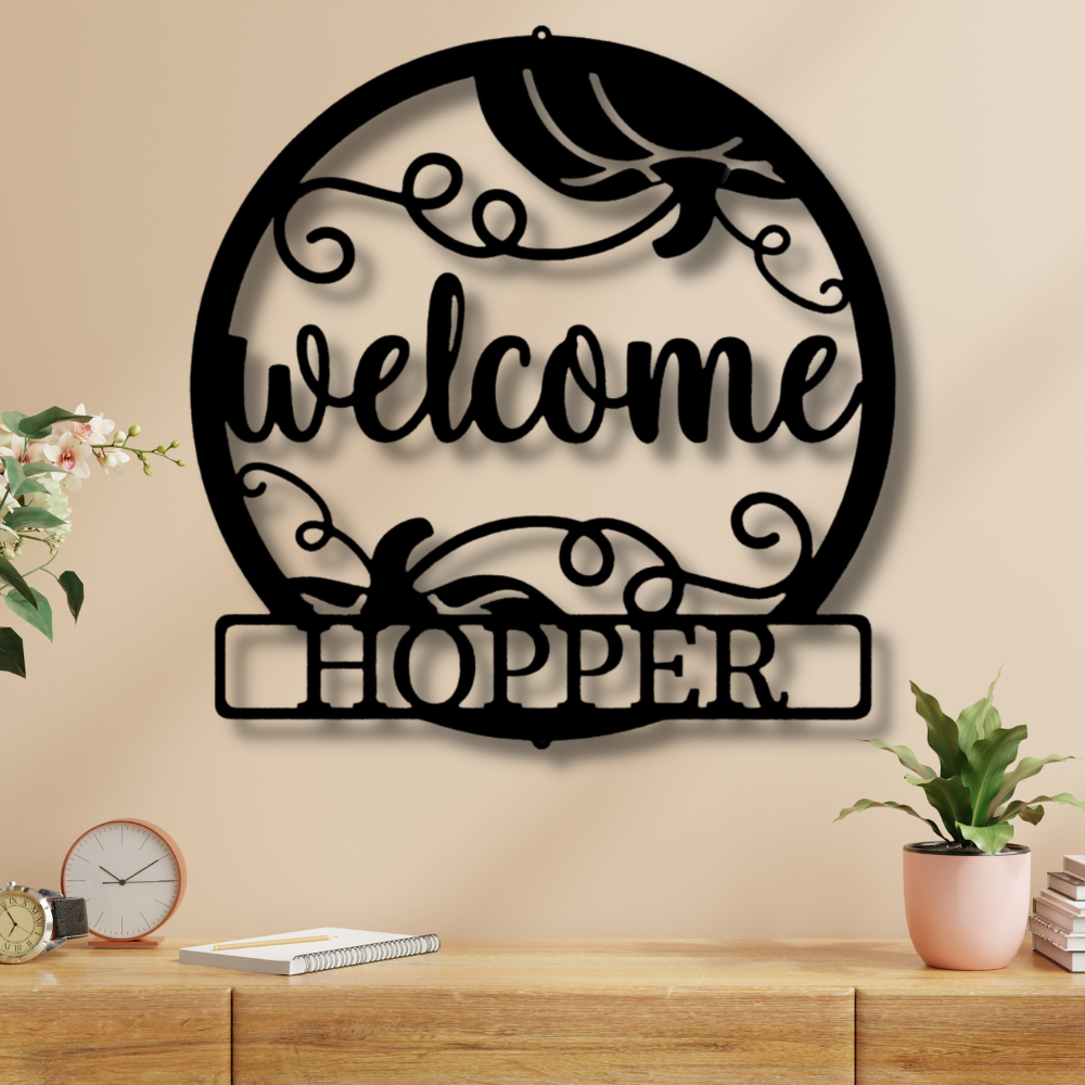 Custom Welcome Metal Sign, Personalized Welcome Art Sign Gift For Him, Indoor Outdoor Wall  Hanging Plaque, Indoor Wall Art Decor, Welcome Sign  Art For Serviceman  Husband