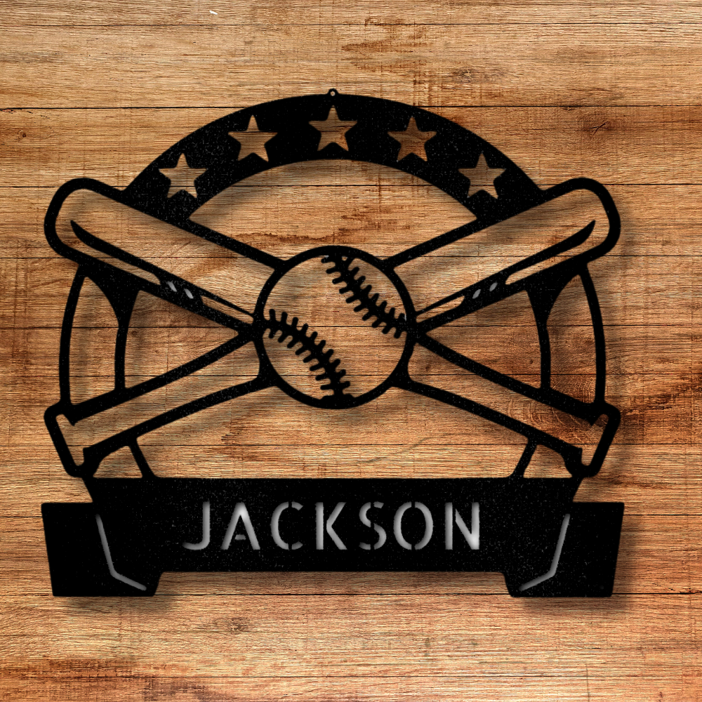 Baseball Sign Ball Personalized Baseball Metal Sign, Custom Metal Art, Last Name Baseball ...