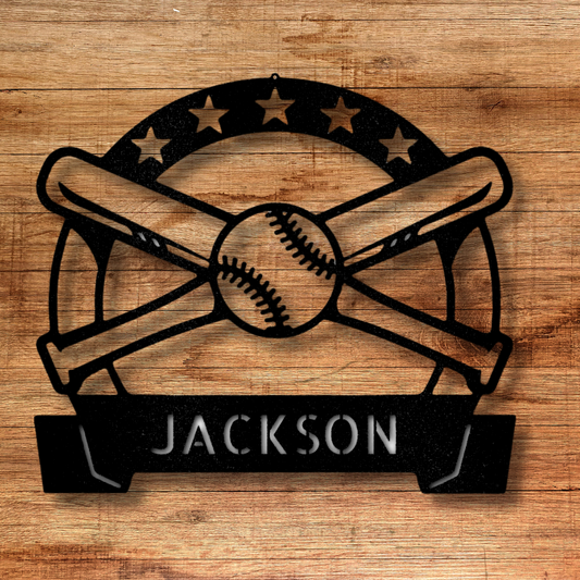 Personalized Baseball Metal Sign, Custom Metal Art, Last Name Baseball Plaque, Wall Decor, Fathers Day Gift