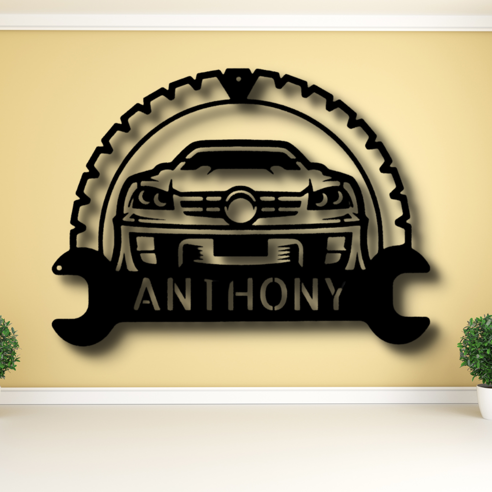 Custom Classic Car Metal Sign, Car Lover Wall Decor, Personalized Muscle Car Monogram, Living Room Decor, Car Lovers Gift, Indoor Outdoor Wall Hanging, Father's Day Gift