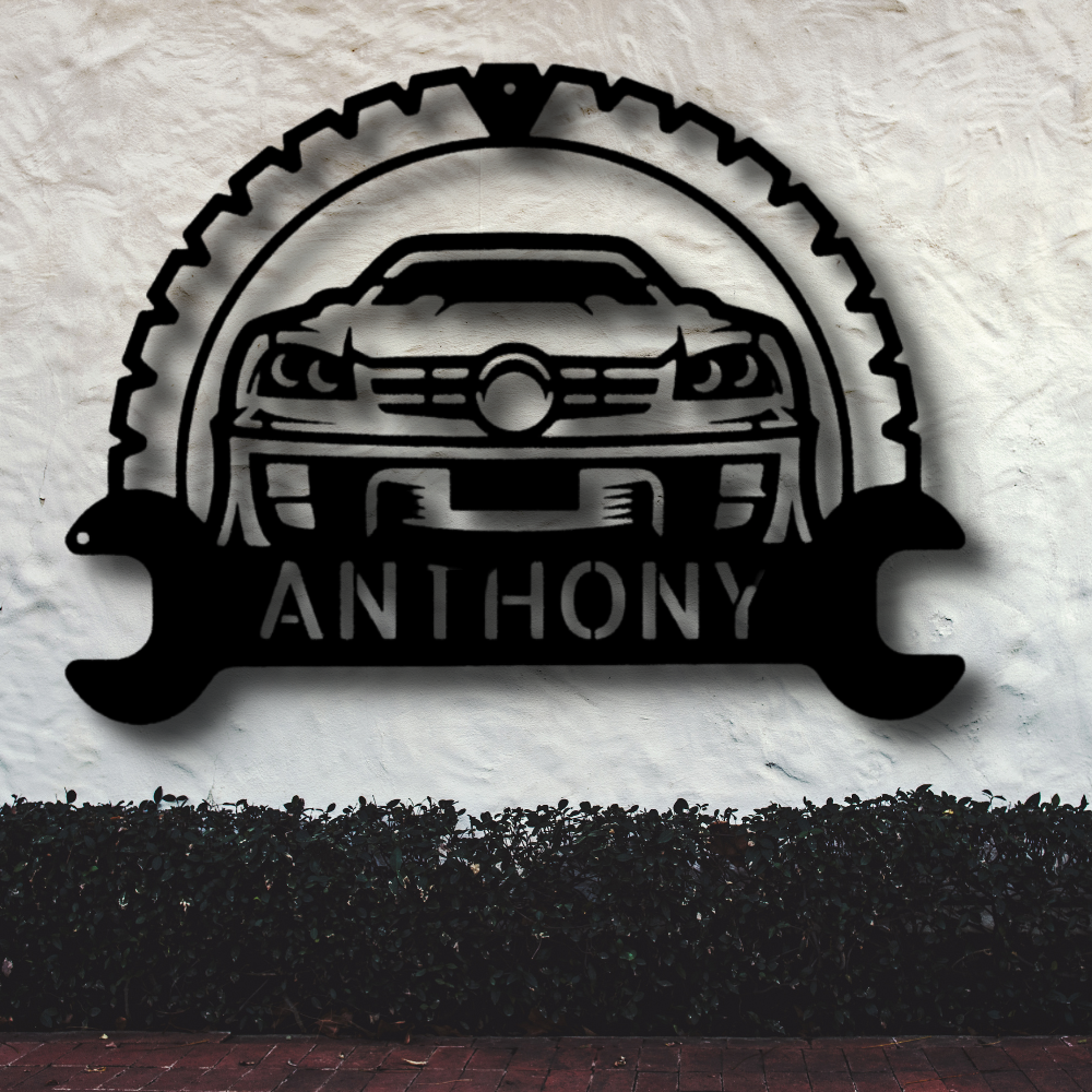 Custom Classic Car Metal Sign, Car Lover Wall Decor, Personalized Muscle Car Monogram, Living Room Decor, Car Lovers Gift, Indoor Outdoor Wall Hanging, Father's Day Gift