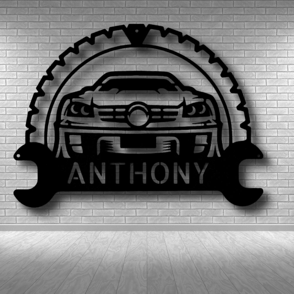 Custom Classic Car Metal Sign, Car Lover Wall Decor, Personalized Muscle Car Monogram, Living Room Decor, Car Lovers Gift, Indoor Outdoor Wall Hanging, Father's Day Gift