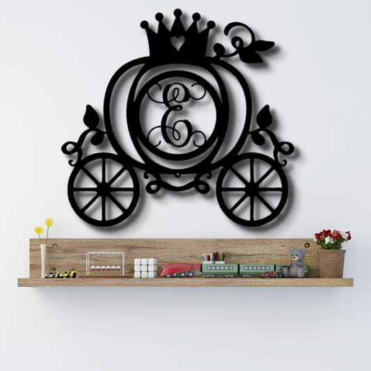 Custom Carriage Metal Art Sign, Personalized Carriage With Initial Wall Decor, Kids Room Wall Hanging, Playroom Wall Art Sign, Birthday Gift For Her, Christmas Gifts, Home Decor