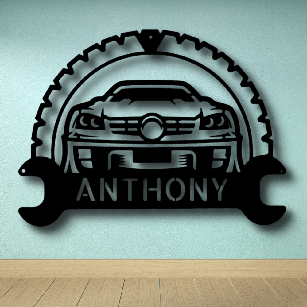 Custom Classic Car Metal Sign, Car Lover Wall Decor, Personalized Muscle Car Monogram, Living Room Decor, Car Lovers Gift, Indoor Outdoor Wall Hanging, Father's Day Gift