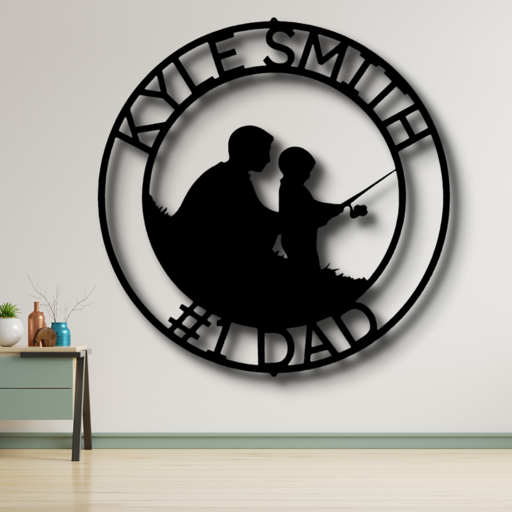 Father and Son Fishing Metal  Sign, Personalized Father and Son Fishing Wall Art Decor, Recreation Time Metal Art, Housewarming Gift For Him, Birthday Gift For Amazing Dad