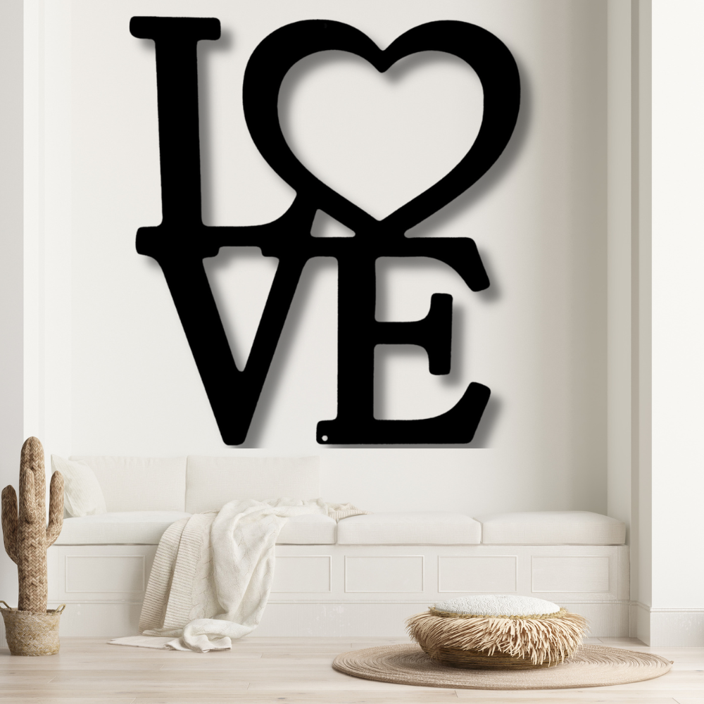 Classic Love Metal Sign, Love sign Bedroom Decor, Valentines Day Gift For Her, Romantic Wife Birthday Gift, Metal Love Sign  Wall Hanging